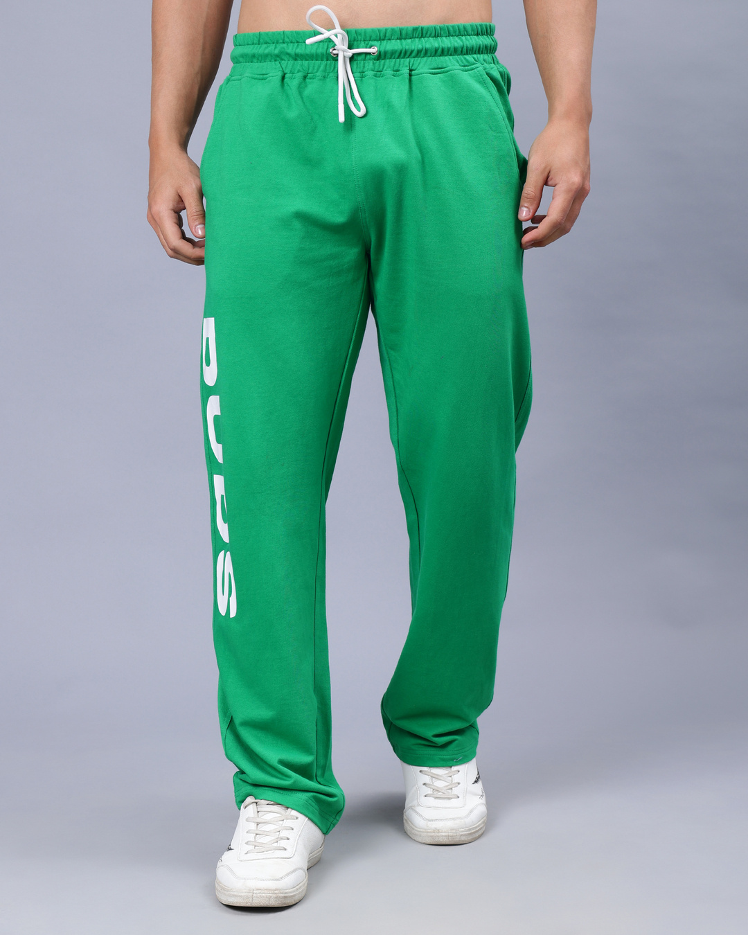 Shop Men's Green Typography Relaxed Fit Track Pants-Back