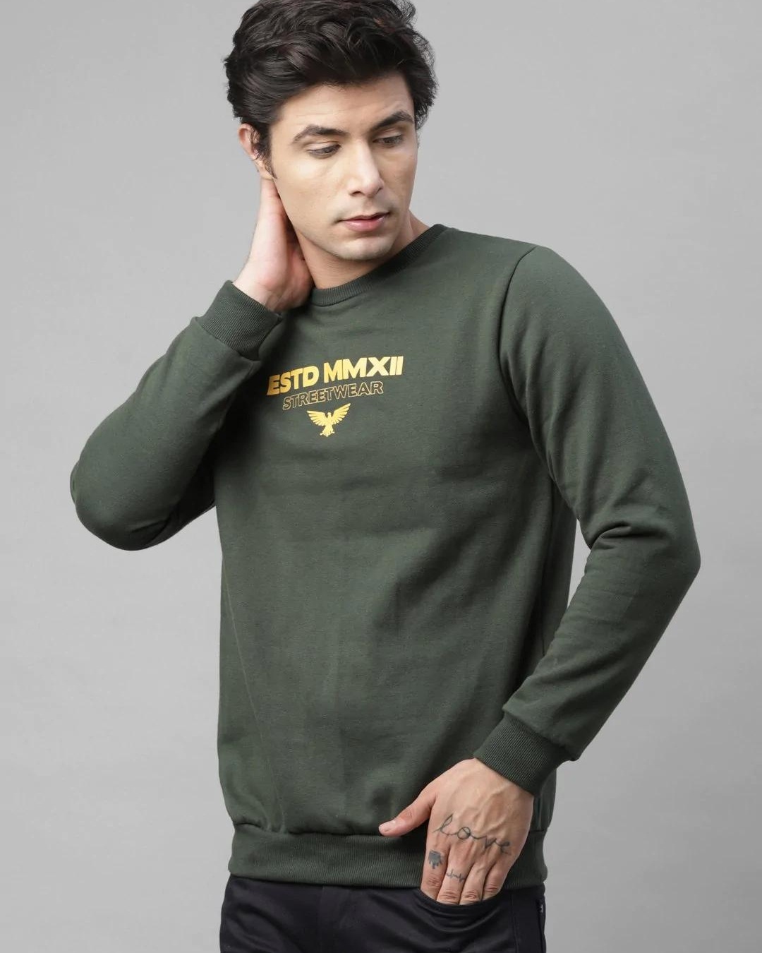 Shop Men's Green Typography Sweatshirt-Back