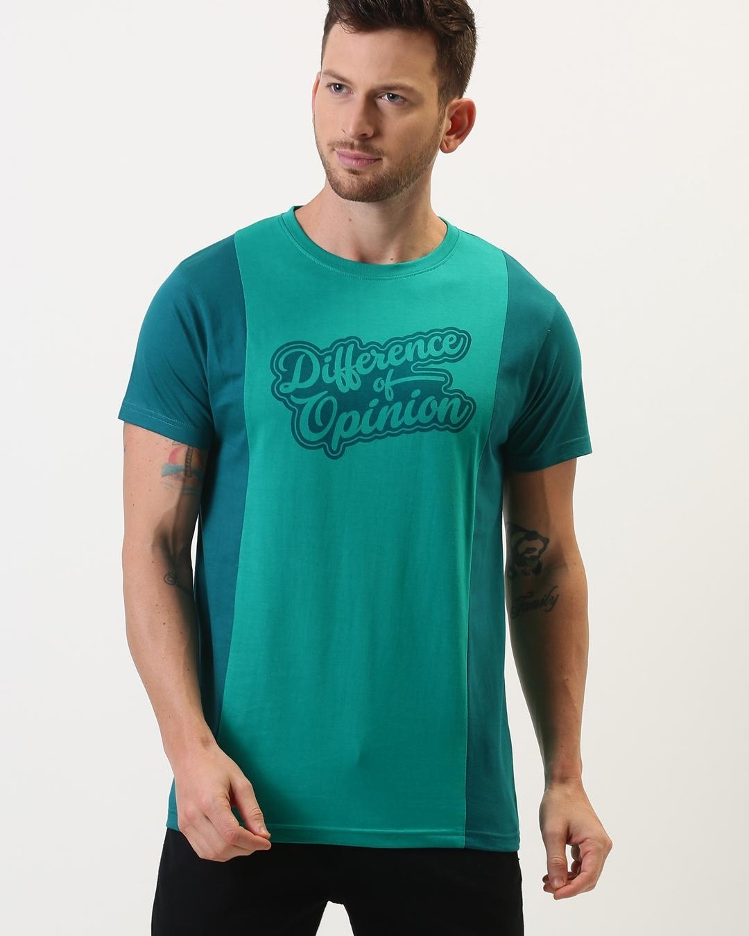 Buy Men's Green Color Block T-shirt for Men Green Online at Bewakoof