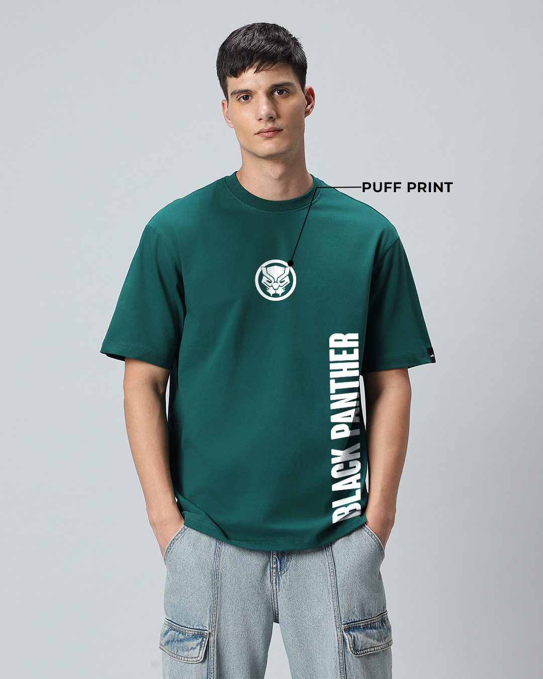Shop Men's Green Wakanda Forever Graphic Printed Oversized T-shirt-Back