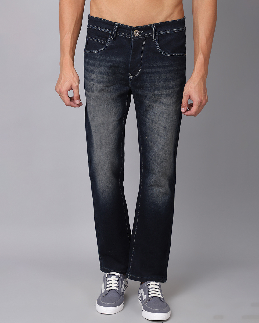 Buy Men's Green Washed Straight Fit Jeans Online at Bewakoof