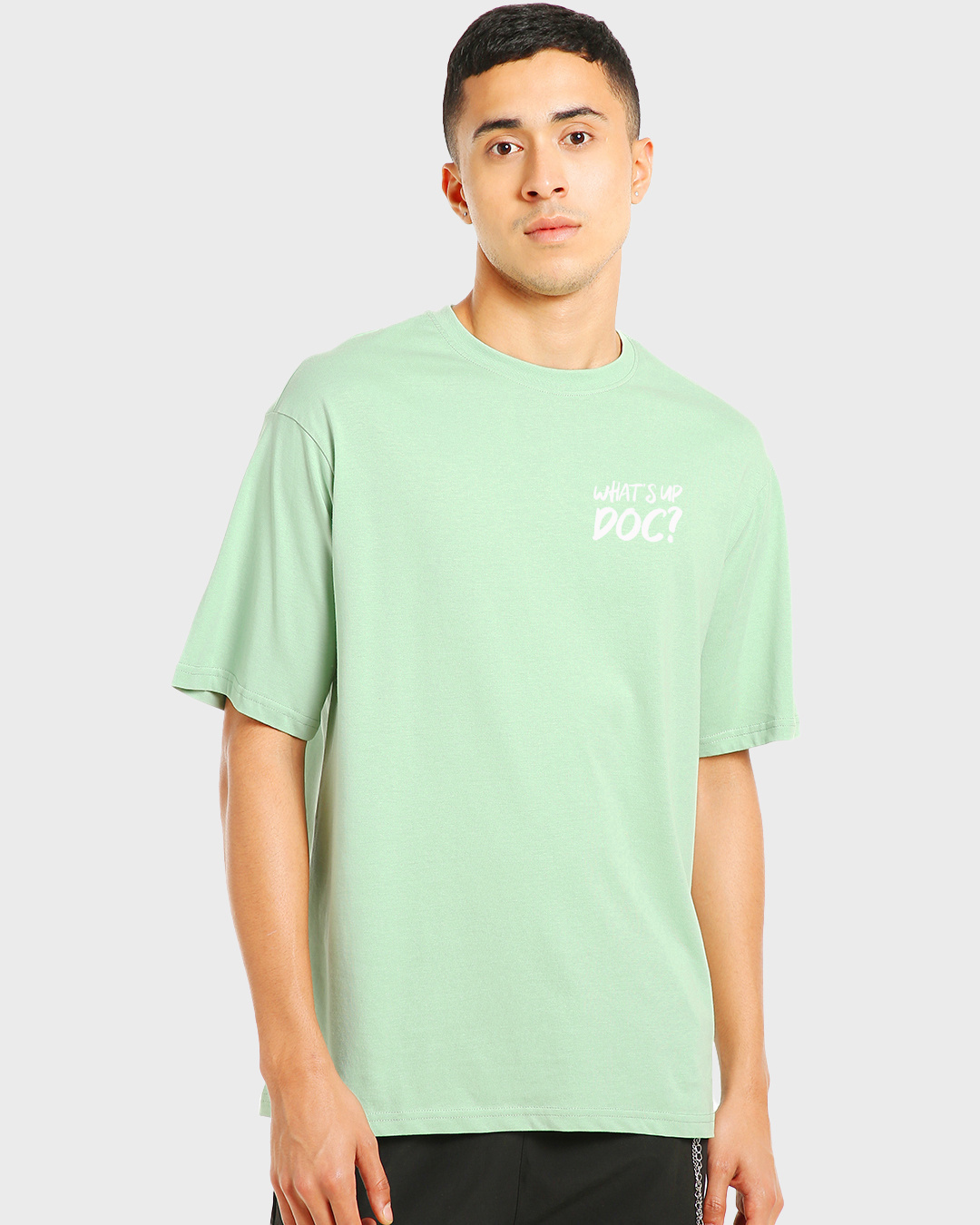 Shop Men's Green What's Up Doc Graphic Printed Oversized T-shirt-Back