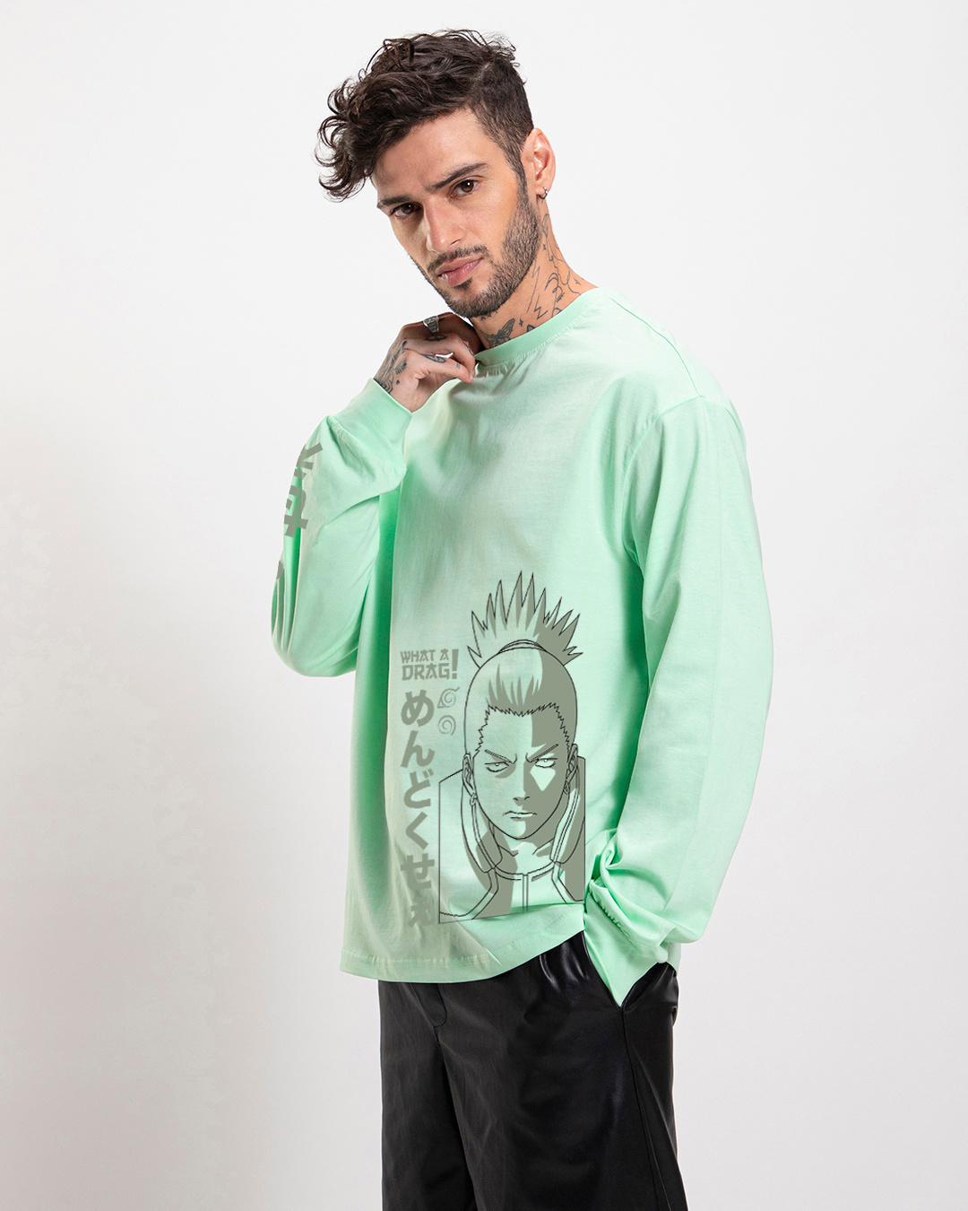 Shop Men's Green What A Drag Graphic Printed Oversized T-shirt-Back