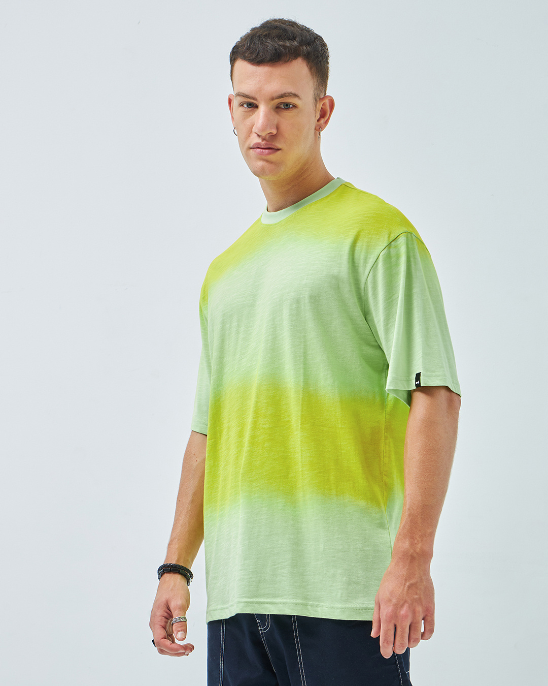 Shop Men's Green & Yellow Ombre Oversized T-shirt-Back