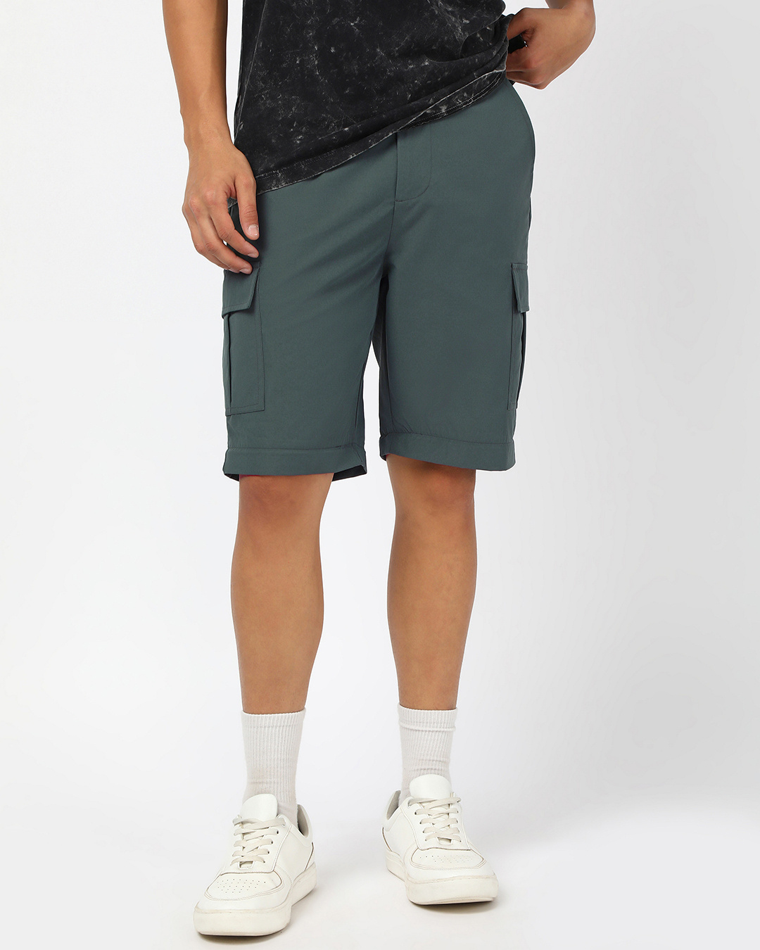 Shop Men's Green Zip-Off Convertible Cargo Pants-Back