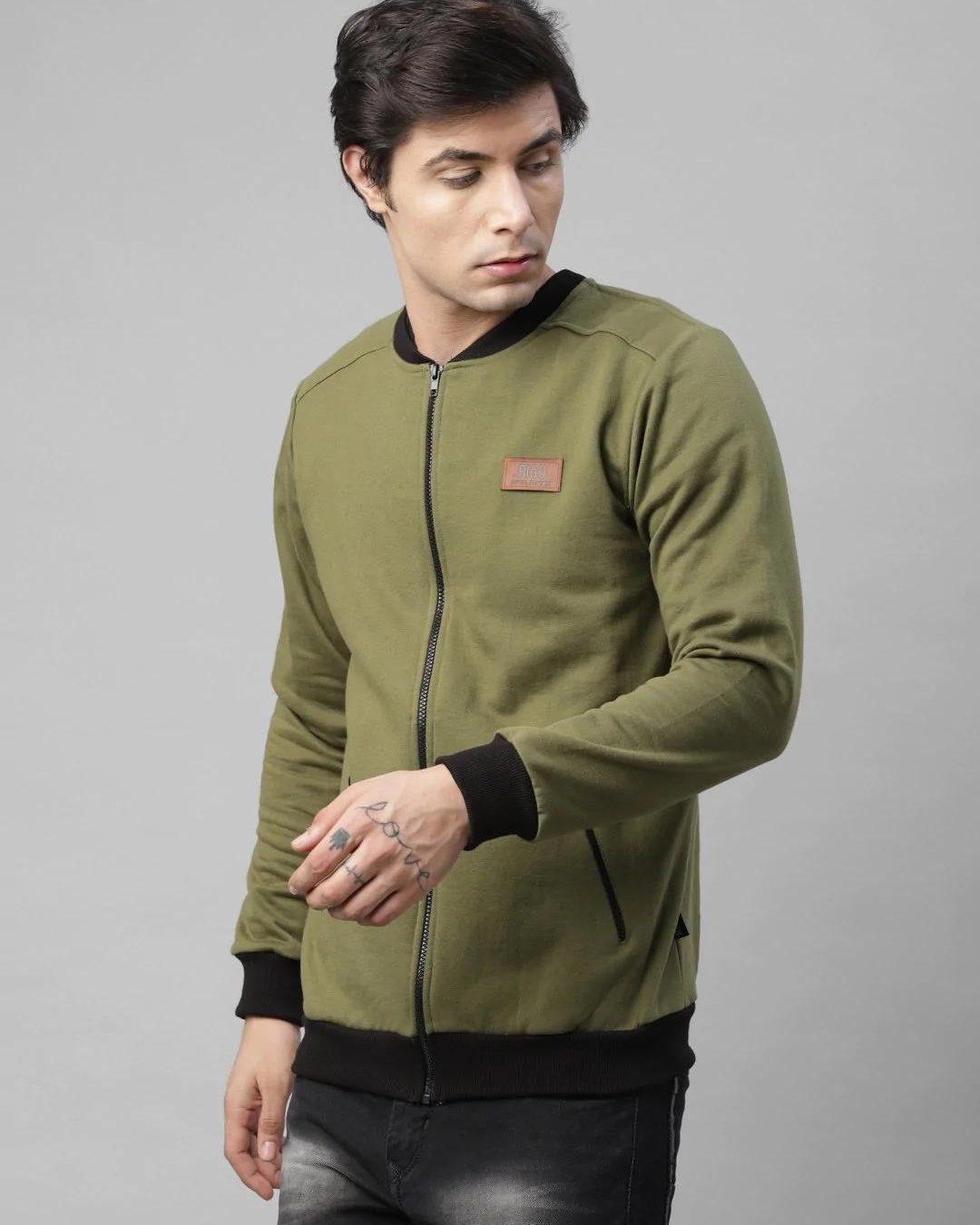 Shop Men's Green Zipped Jacket-Back