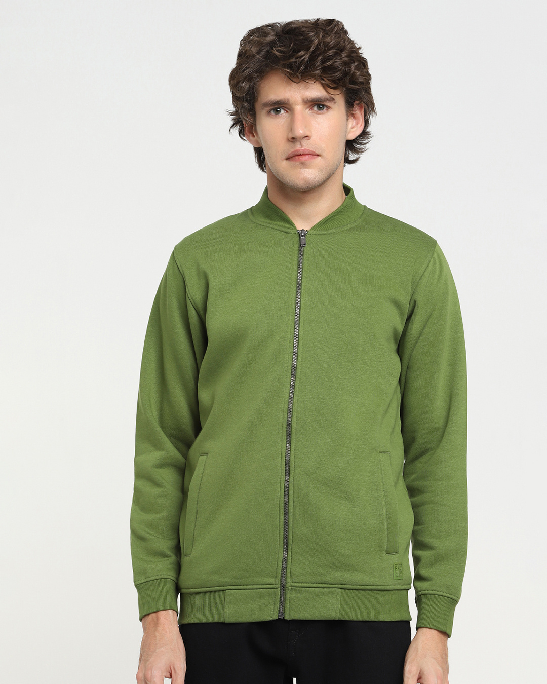 Buy Men's Green Zipper Bomber Jacket Online at Bewakoof