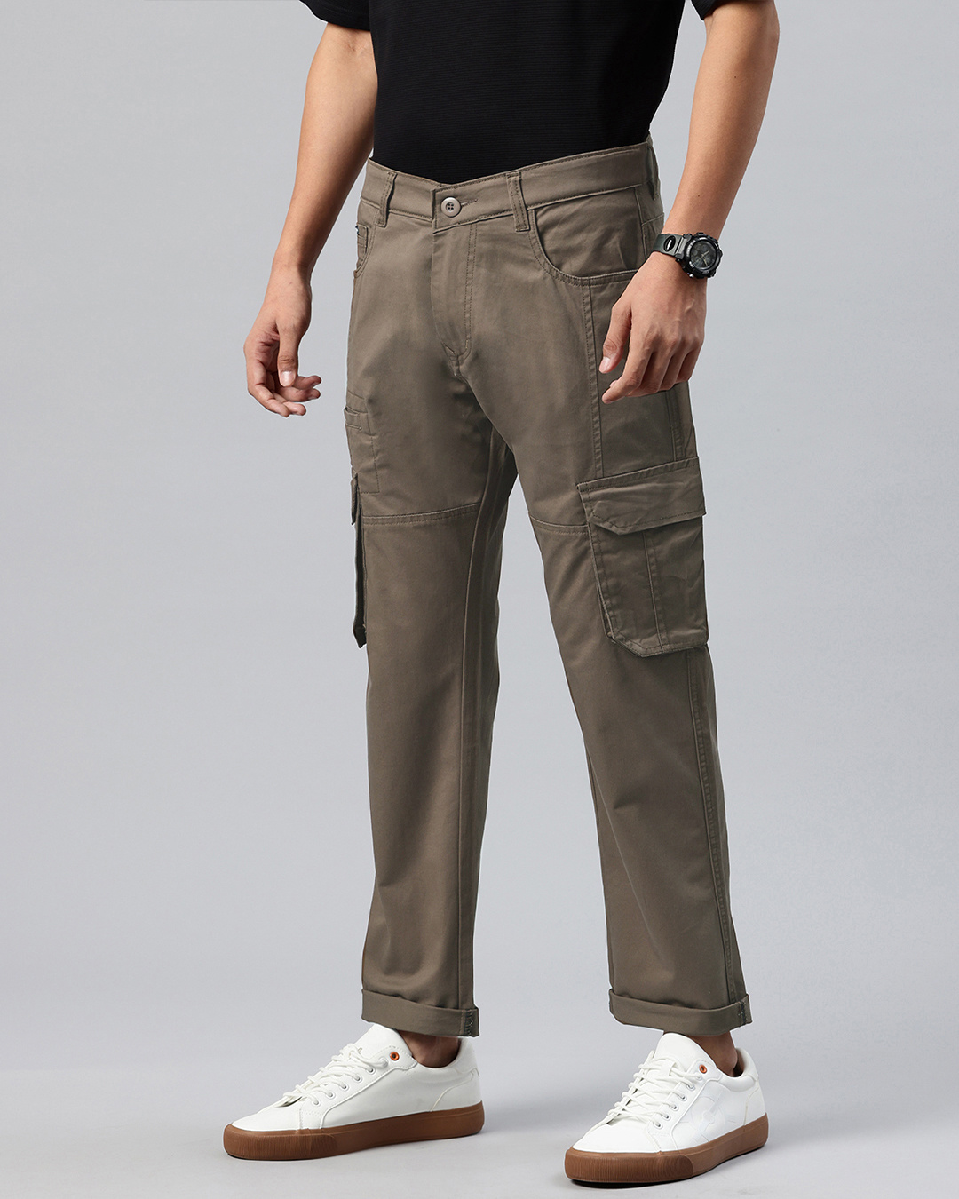 Buy Men's Greenish Brown Relaxed Fit Cargo Pants Online at Bewakoof