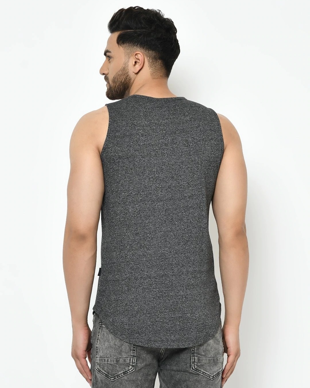 Shop Men's Grey 27 Typography Slim Fit Vest-Back