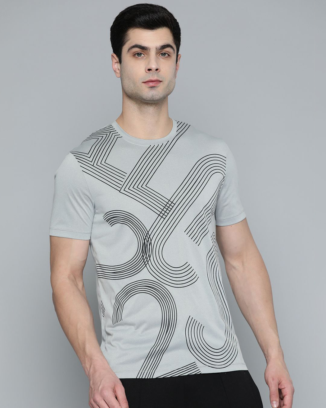 Buy Men's Grey Abstract Printed Slim Fit T-shirt for Men Grey Online at ...