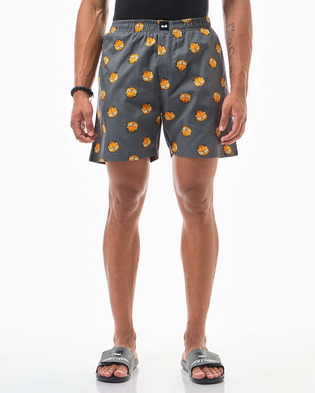 Shop Men's Grey All Over Printed Boxers-Back