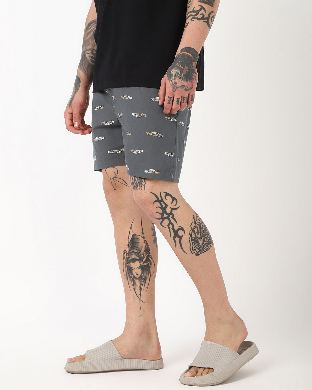 Shop Men's Grey All Over Printed Boxers-Back