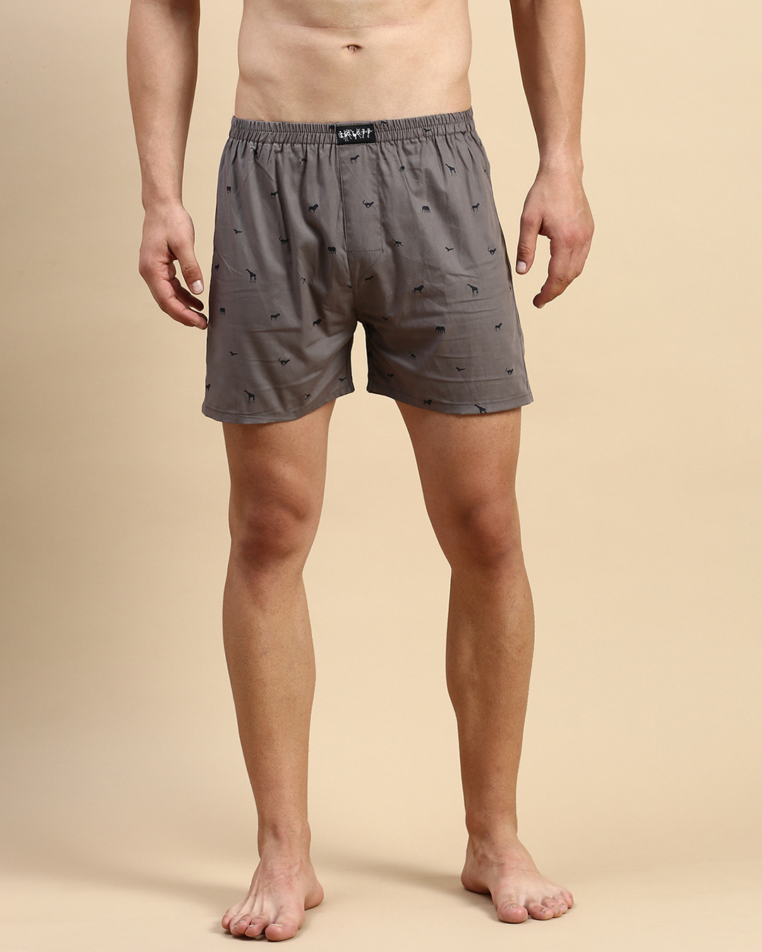 Buy Men's Grey All Over Printed Slim Fit Boxers Online in India at Bewakoof