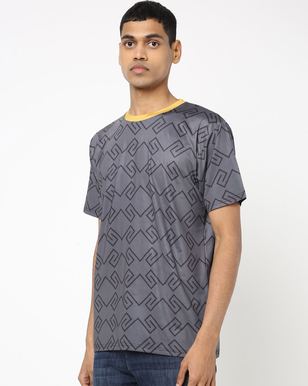 Shop Men's Grey All Over Slate Printed T-shirt-Back