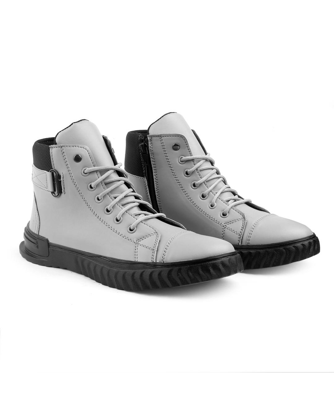 Shop Men's Grey & Black Color Block Sneakers-Back