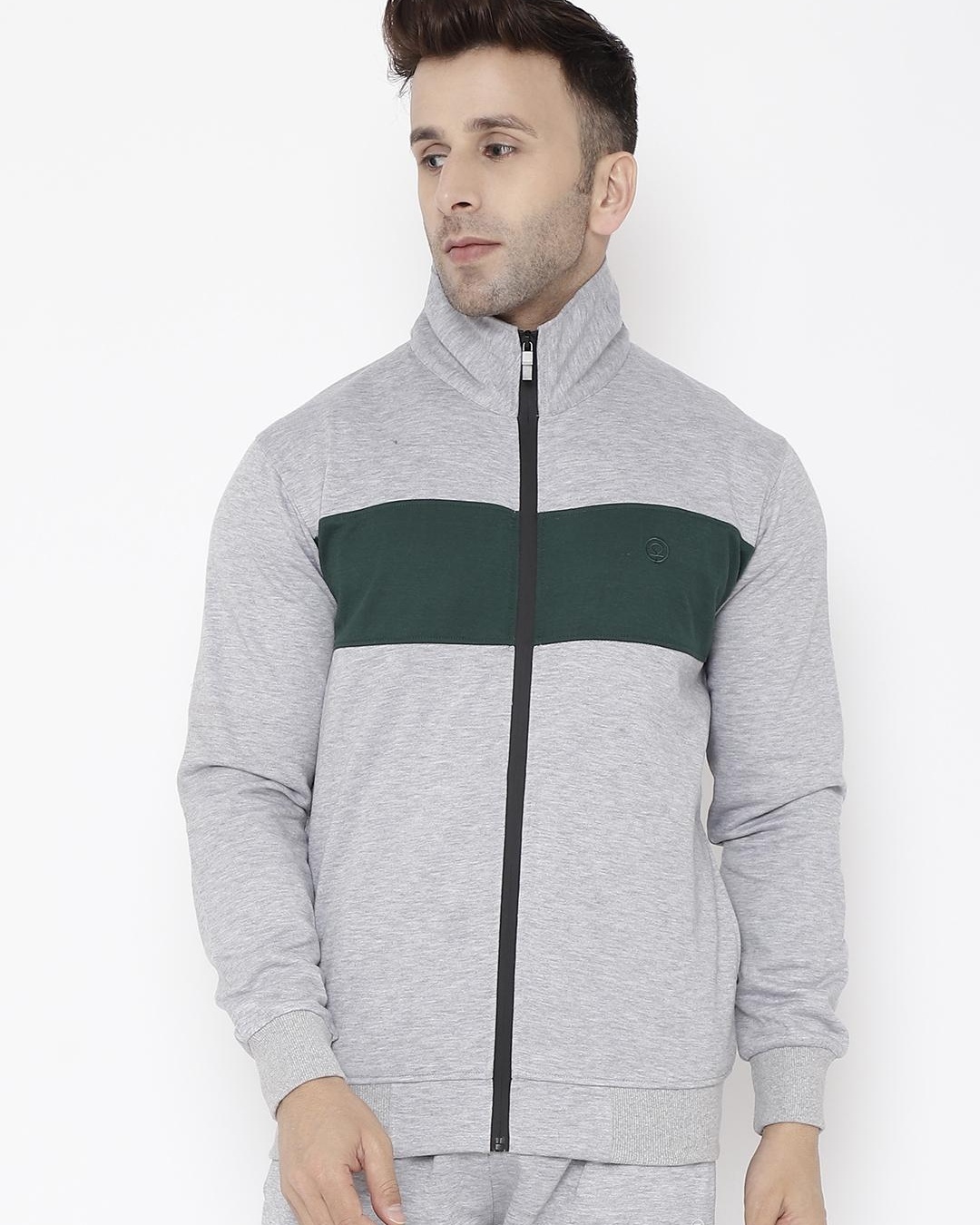 Buy Men's Grey & Green Color Block Jacket for Men Grey Online at Bewakoof