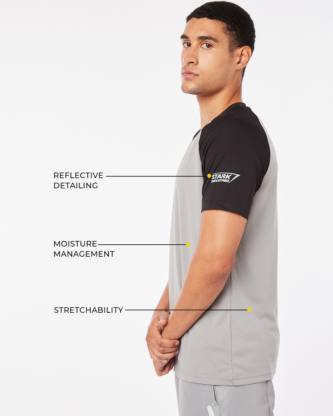 Shop Men's Grey Arc Reactor Training T-shirt-Back