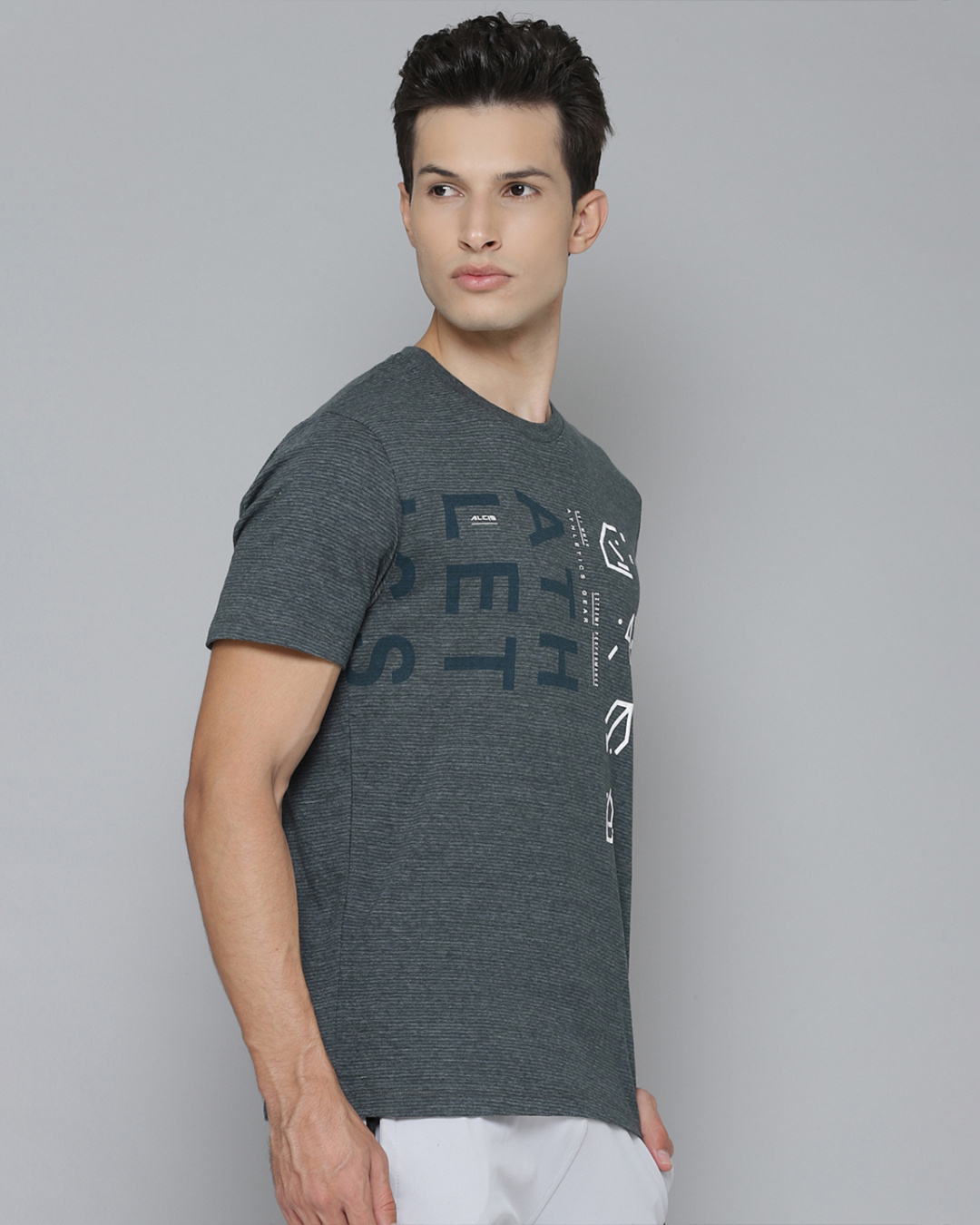 Shop Men's Grey Athletics Typography Slim Fit T-shirt-Back