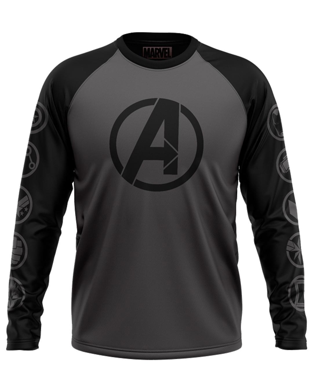 Shop Men's Grey Avengers Character Logos Graphic Printed T-shirt-Back