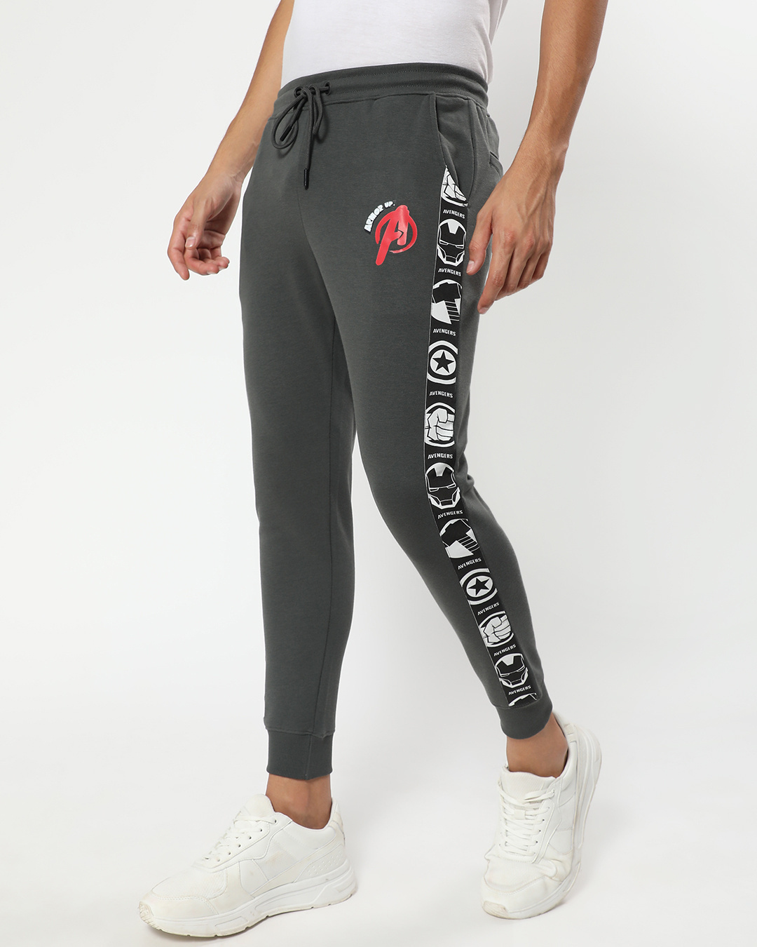 Shop Men's Grey Avengers Graphic Printed Joggers-Back