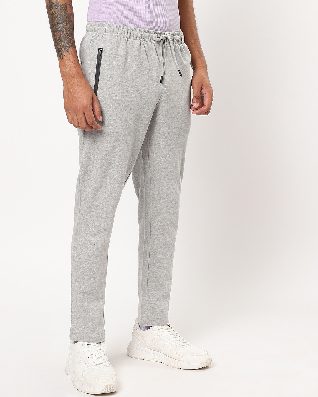 Shop Men's Grey Basic Track Pants-Back