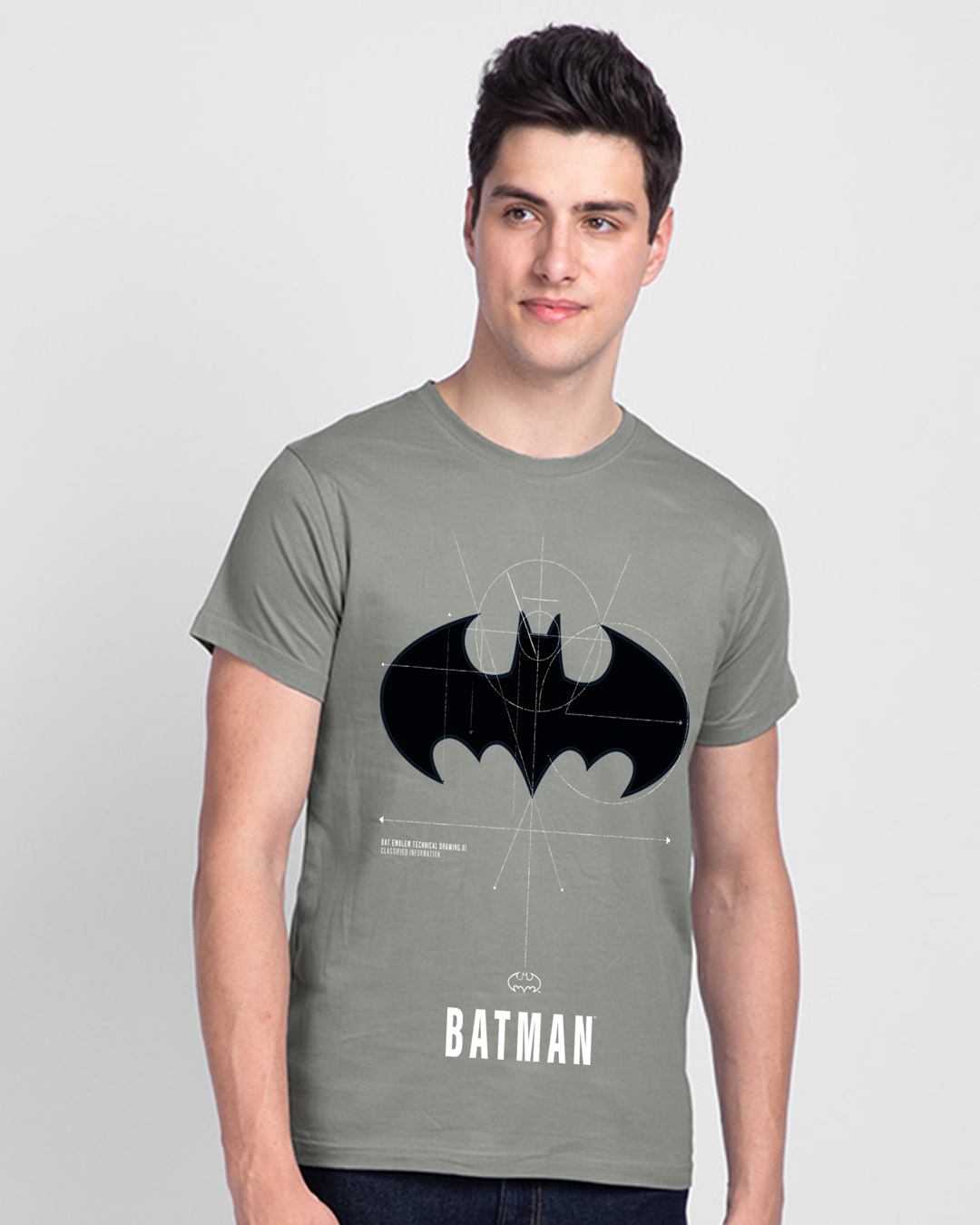 Buy Men's Grey Batman Logo Blueprint T-shirt for Men grey Online at ...