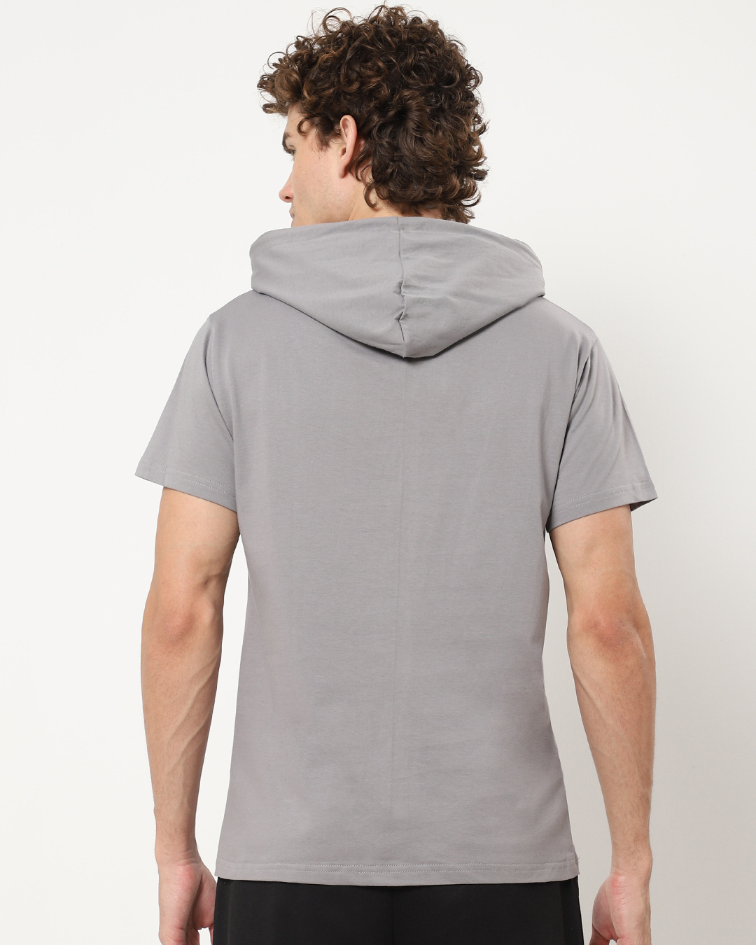 Shop Men's Grey Beat Meteor Graphic Printed Oversized Hoodie T-shirt-Back
