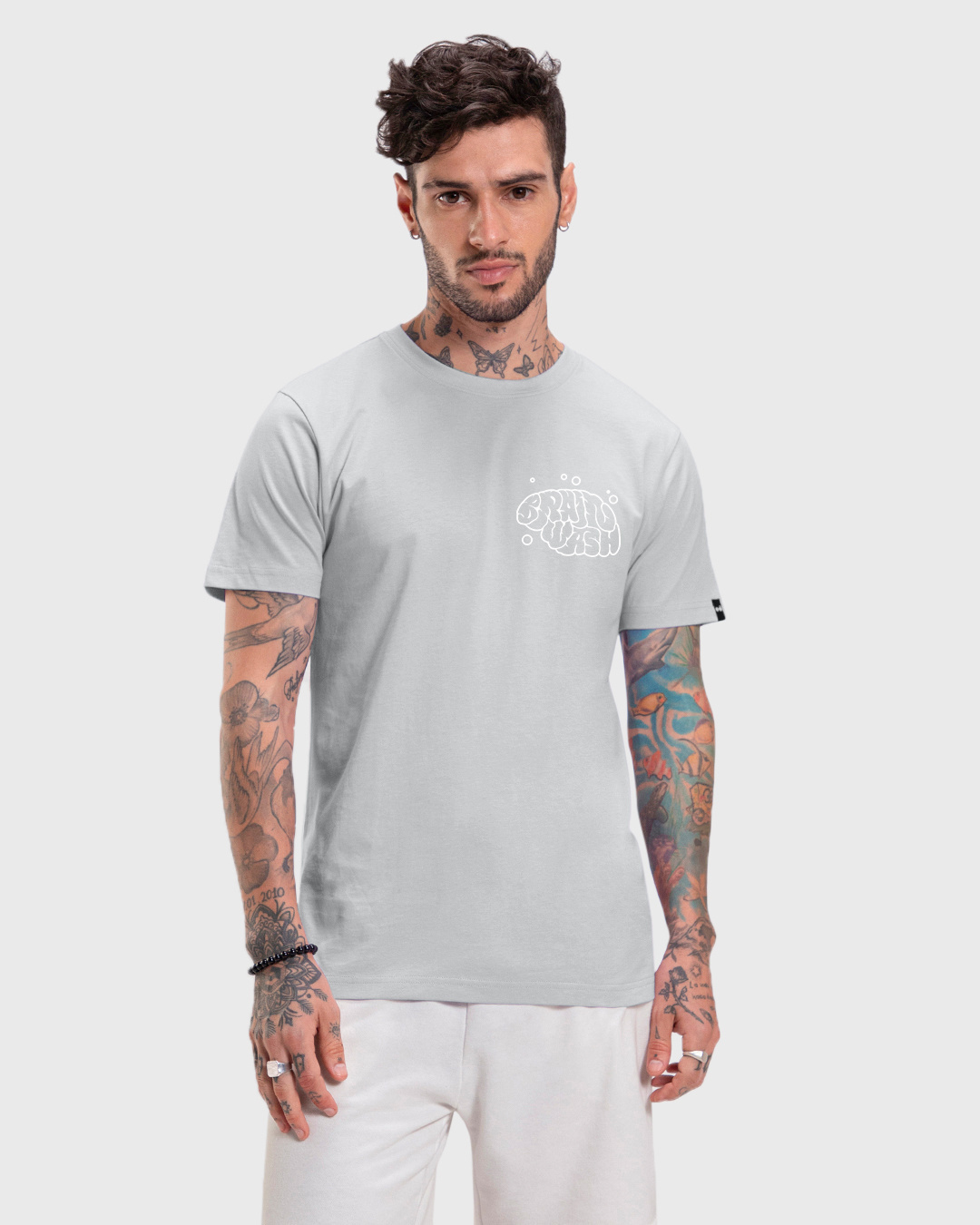 Shop Men's Grey Brain Wash Graphic Printed T-shirt-Back