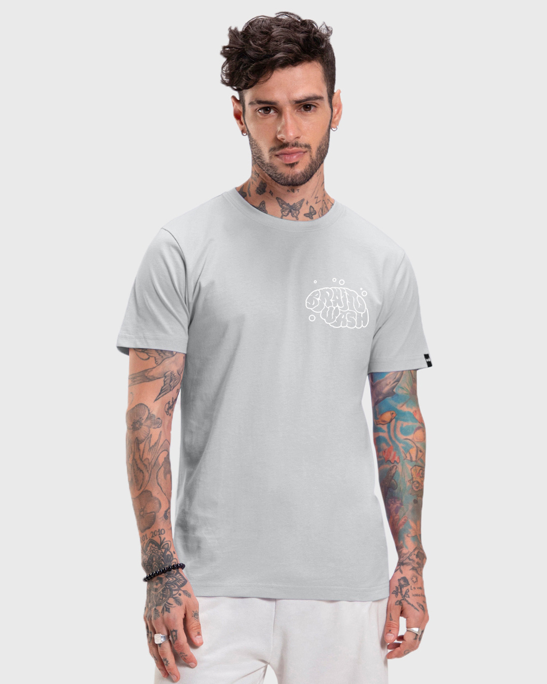 Shop Men's Grey Brain Wash Graphic Printed T-shirt-Back