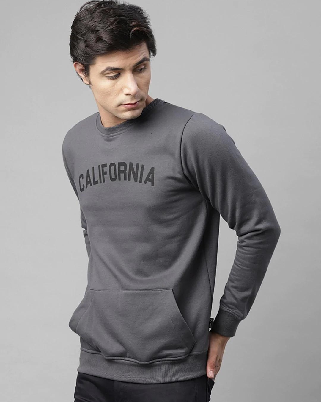 Shop Men's Grey California Typography Sweatshirt-Back