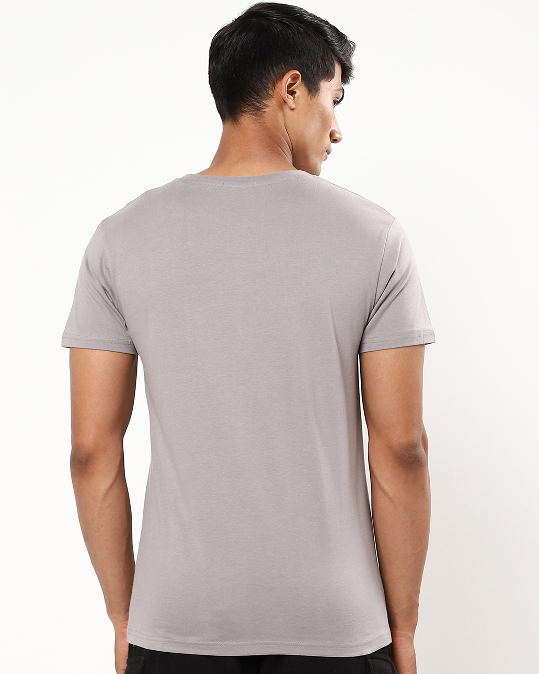 Shop Men's Grey Captain America Chibi Typography T-shirt-Back