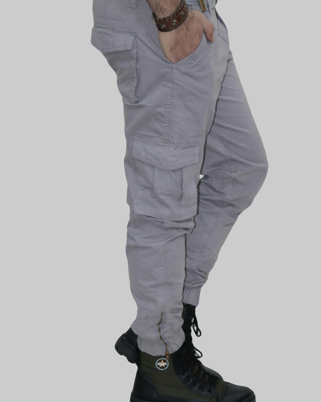 Shop Men's Grey Cargo Pants-Back