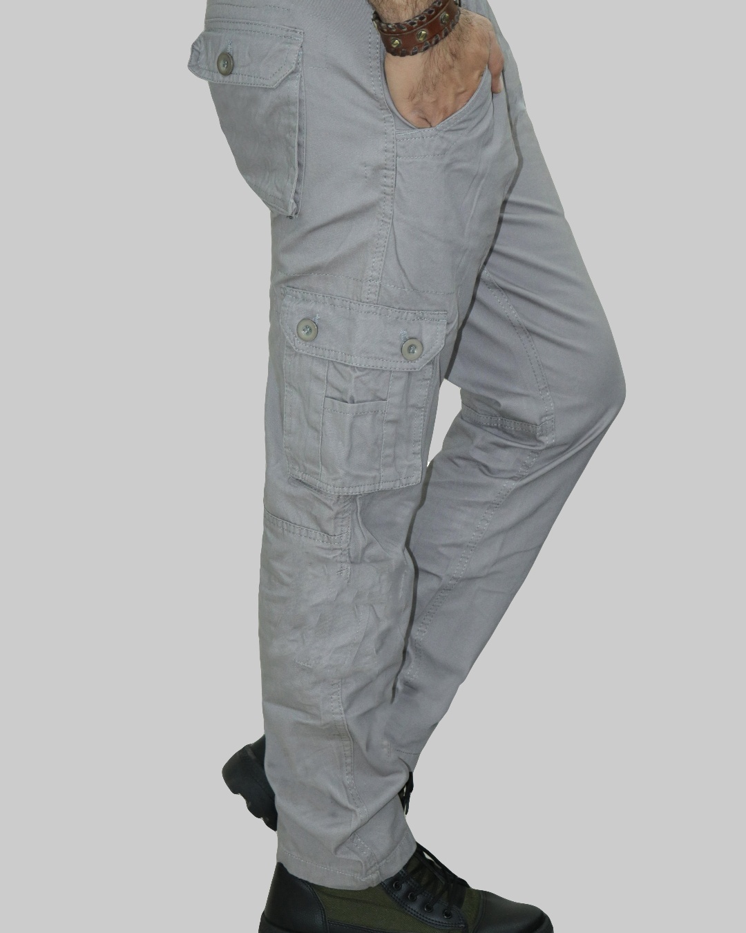 Shop Men's Grey Cargo Pants-Back