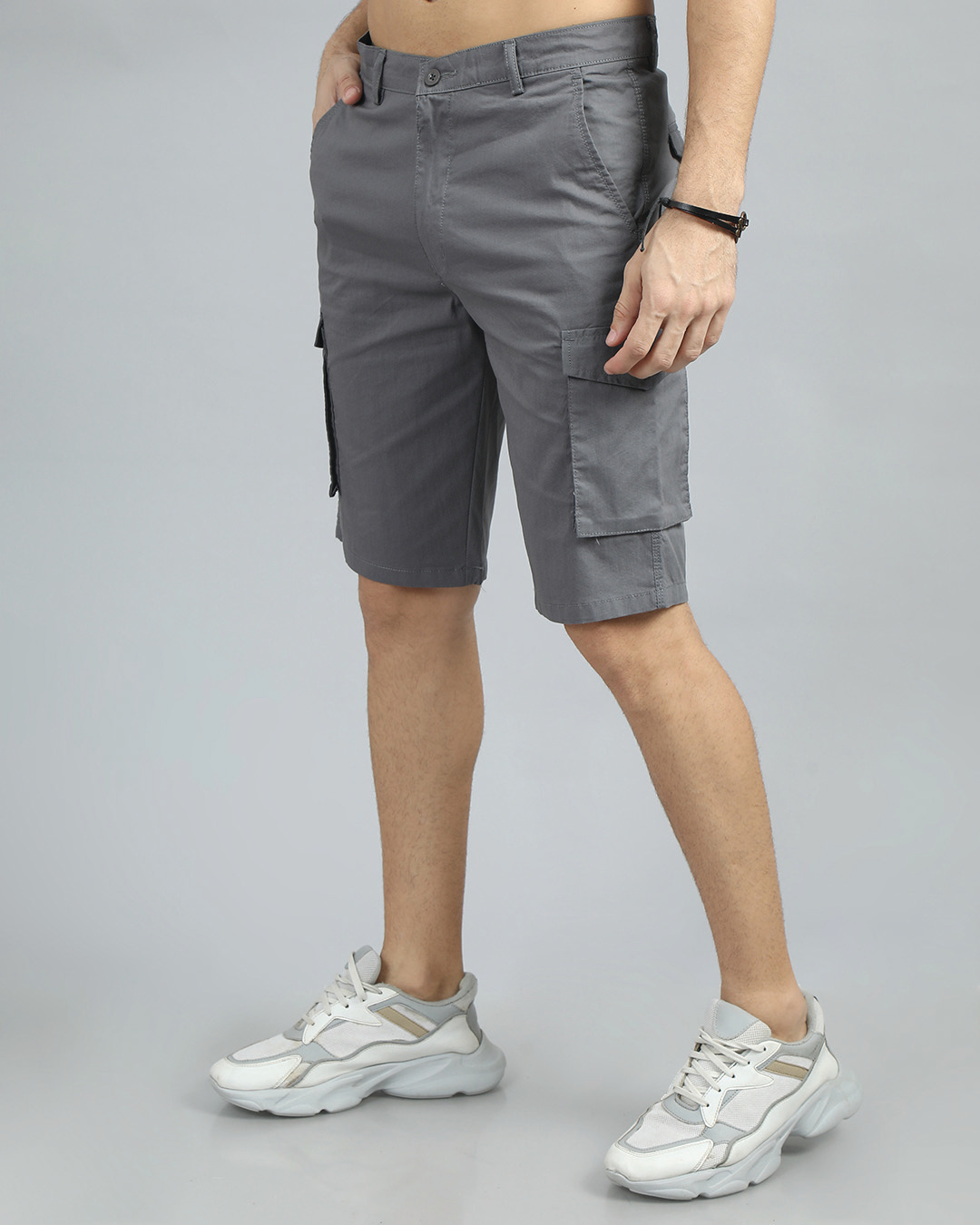 Shop Men's Grey Cargo Shorts-Back