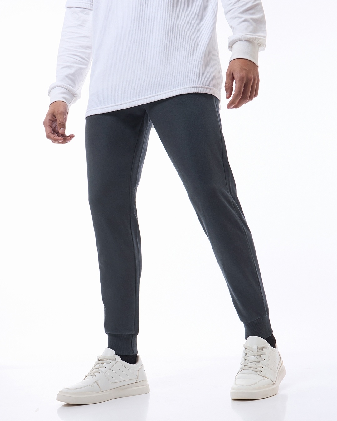 Shop Men's Grey Casual Joggers-Back