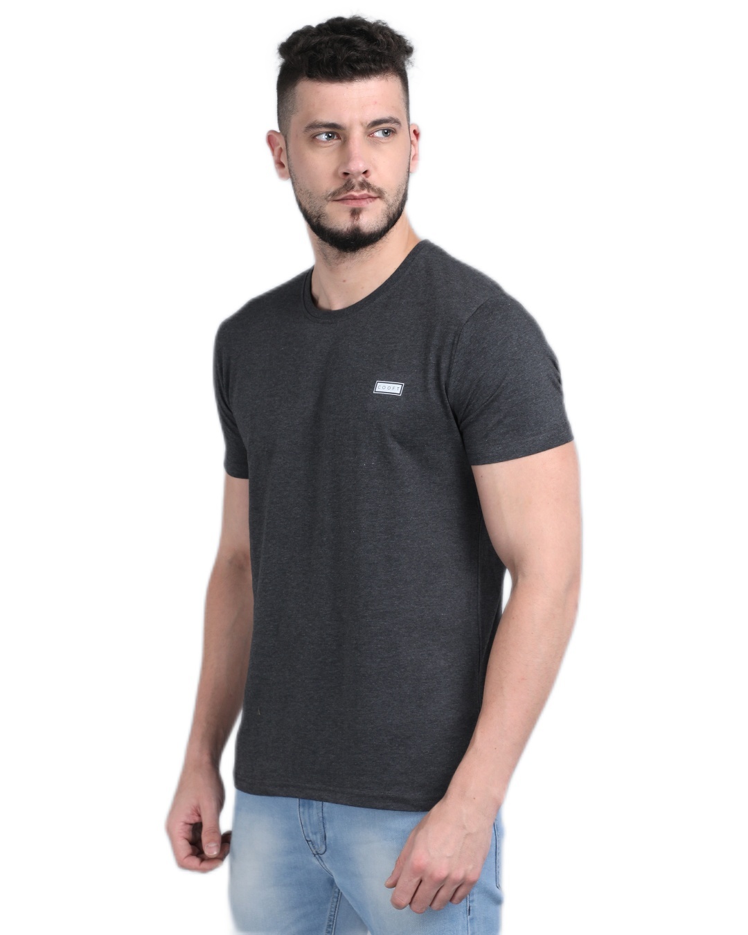Shop Men's Grey Casual T-shirt-Back
