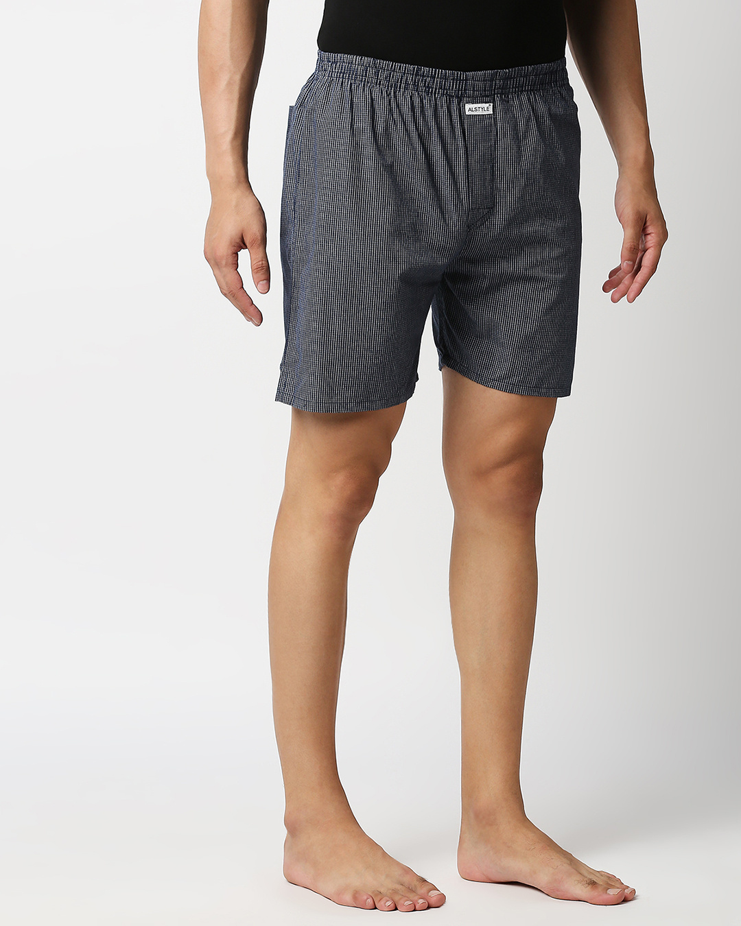 Shop Men's Grey Checked Boxers-Back