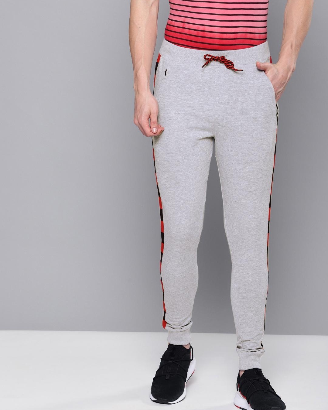 grey checked joggers