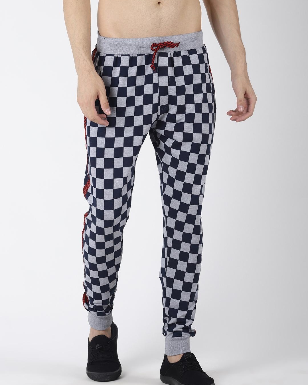 grey checked joggers