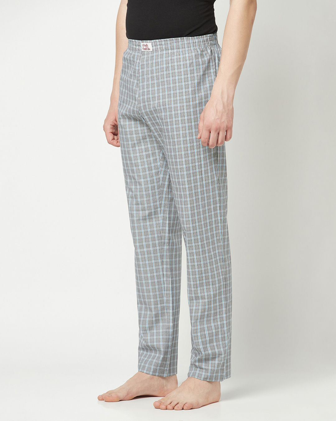 Shop Men's Grey Checked Pyjamas-Back