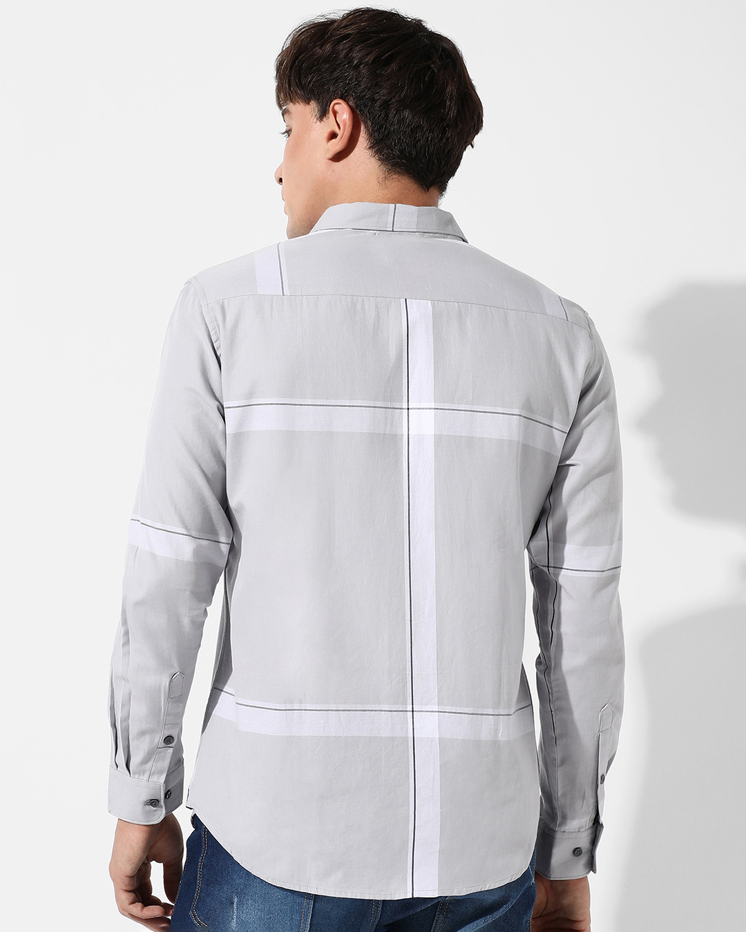 Shop Men's Grey Checked Shirt-Back
