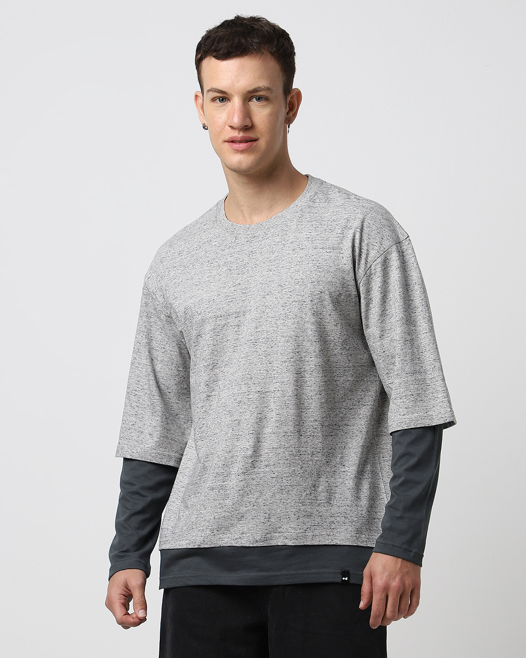 Shop Men's Grey Color Block Oversized T-shirt-Back