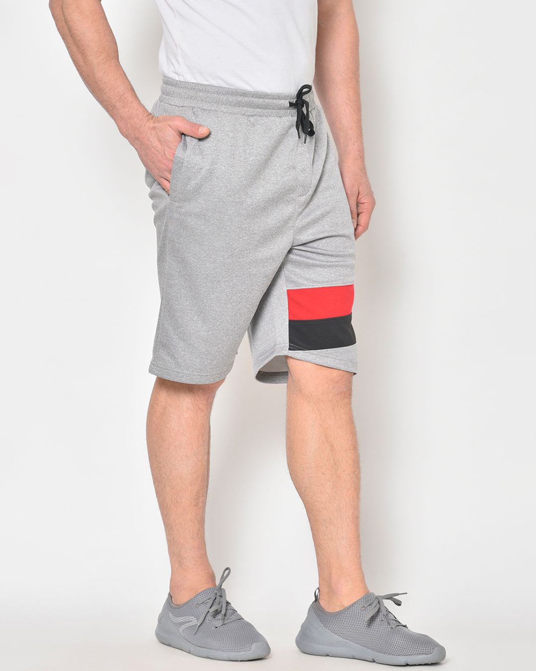 Shop Men's Grey Color Block Shorts-Back