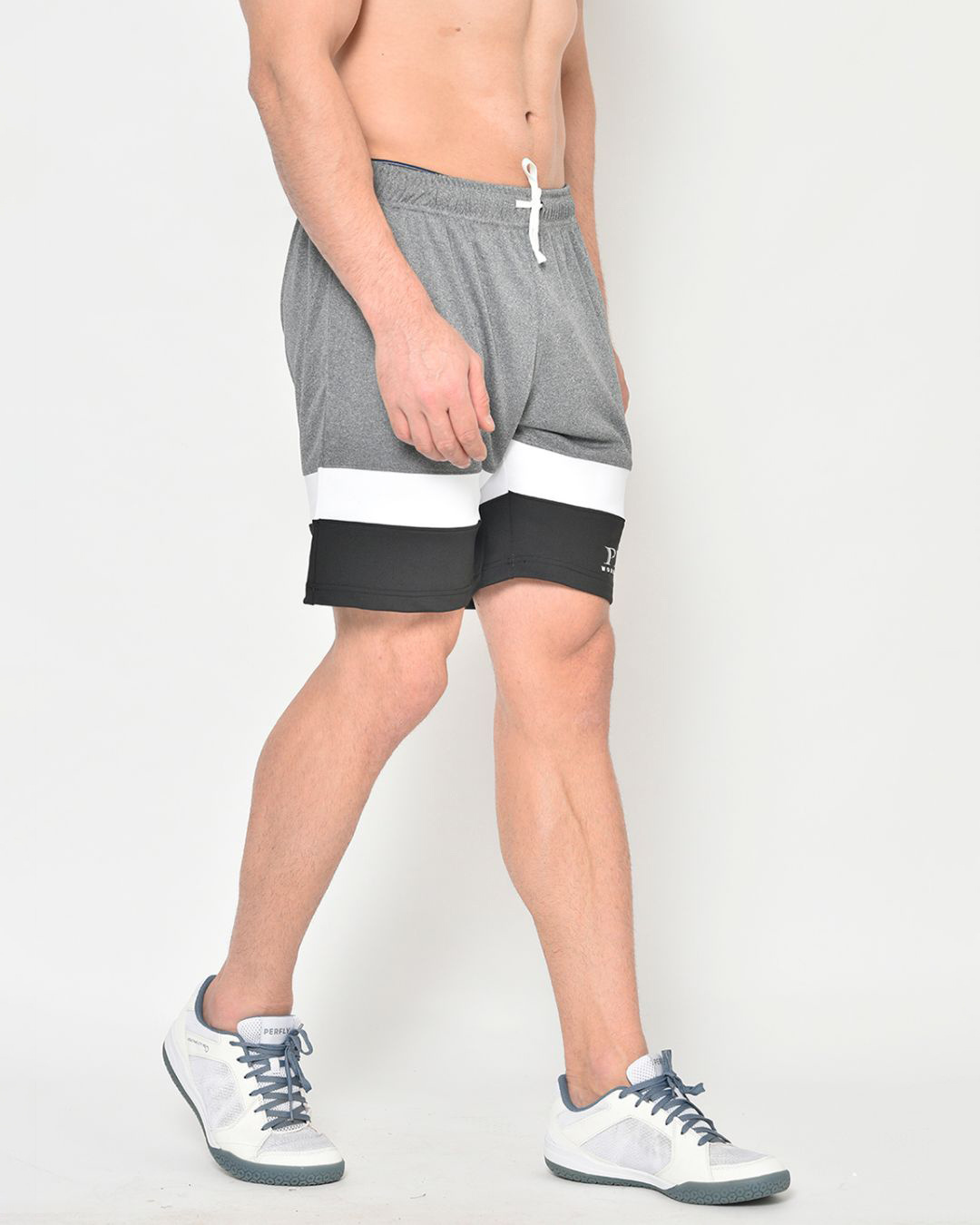 Shop Men's Grey Color Block Shorts-Back