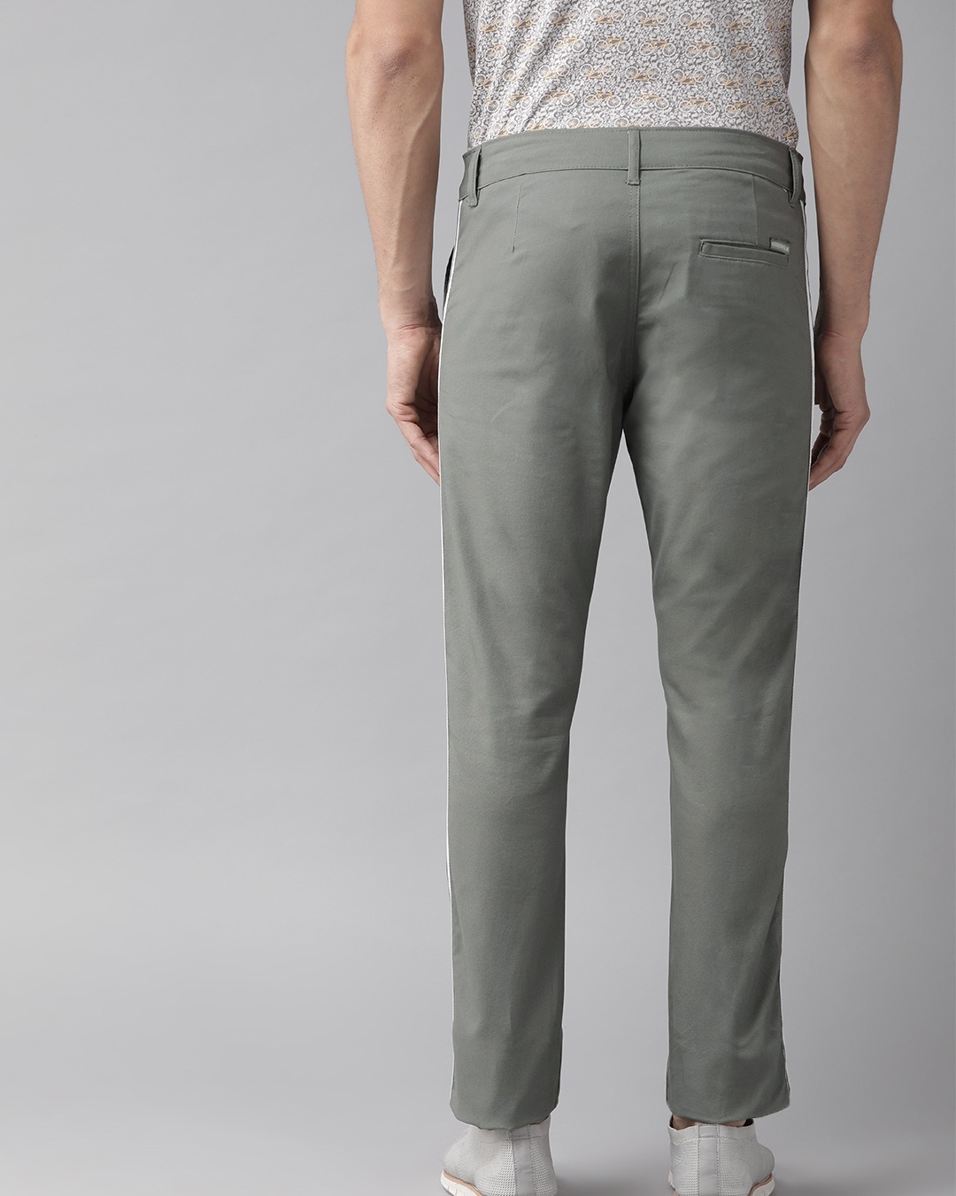 Shop Men's Grey Color Block Slim Fit Chinos-Back