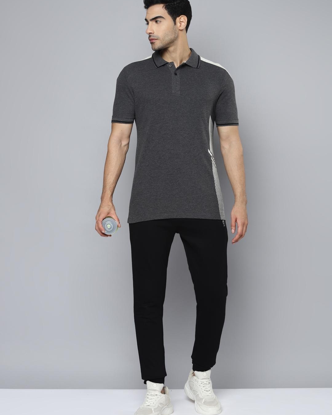 Buy Men's Grey Color Block Slim Fit Polo T-shirt for Men Grey Online at ...