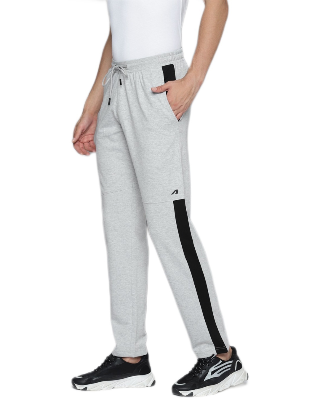 Shop Men's Grey Color Block Slim Fit Track Pants-Back