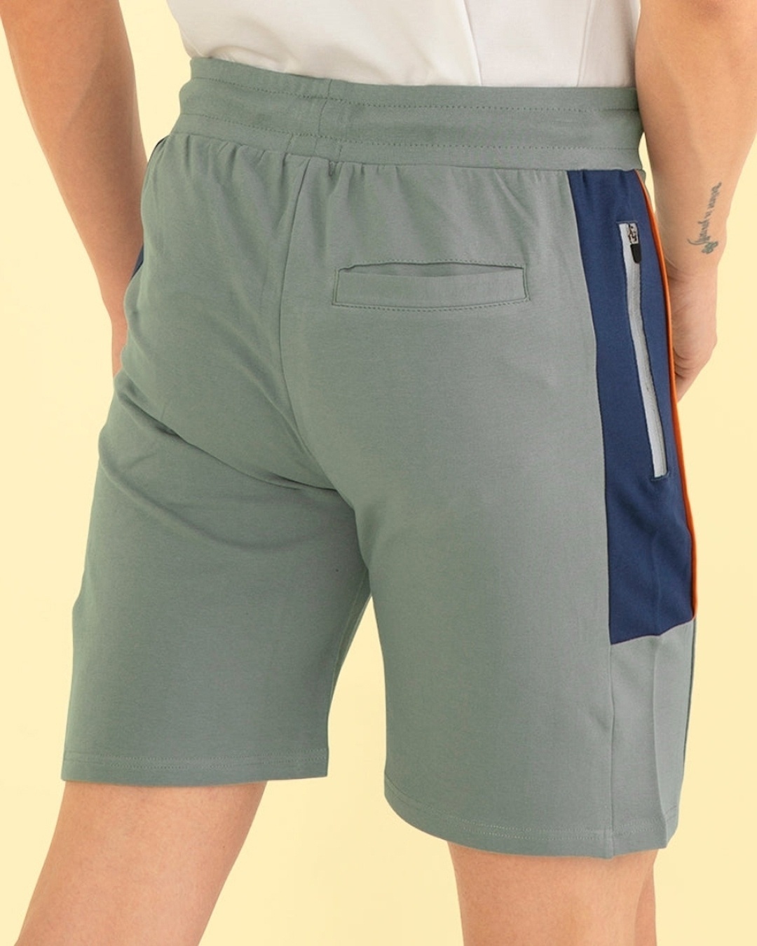 Shop Men's Grey Color Block Sports Shorts-Back