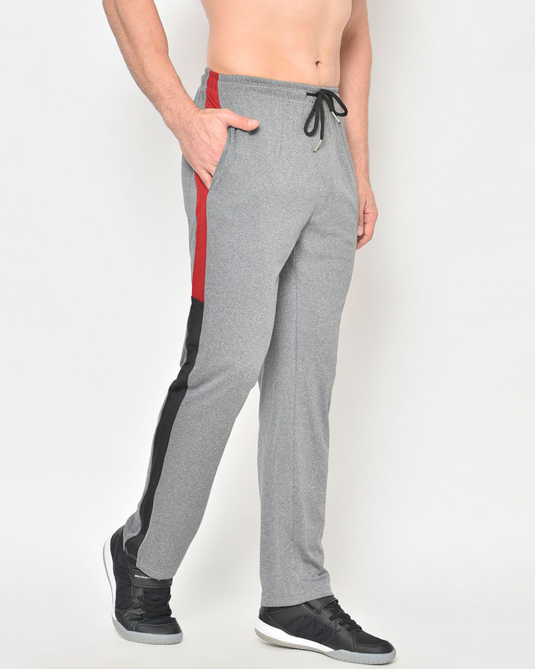 Shop Men's Grey Color Block Track Pants-Back