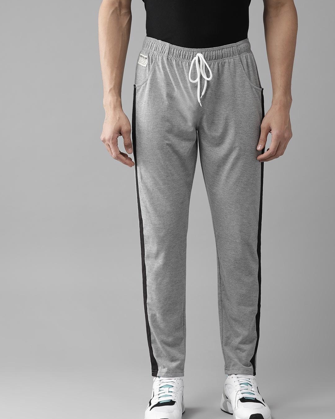 Buy Men's Grey Color Block Track Pants for Men Grey Online at Bewakoof